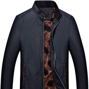 Chouyatou Mens Casual Softshell Full Zip Lightweight Bomber Jacket Thick Black M